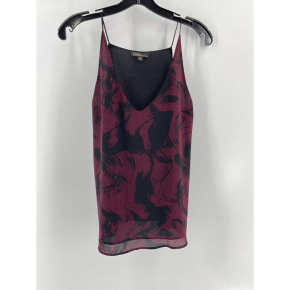 Dalia Women's Burgundy Black Cami Tank Top Spaghetti Straps Size Medium - Picture 2 of 10